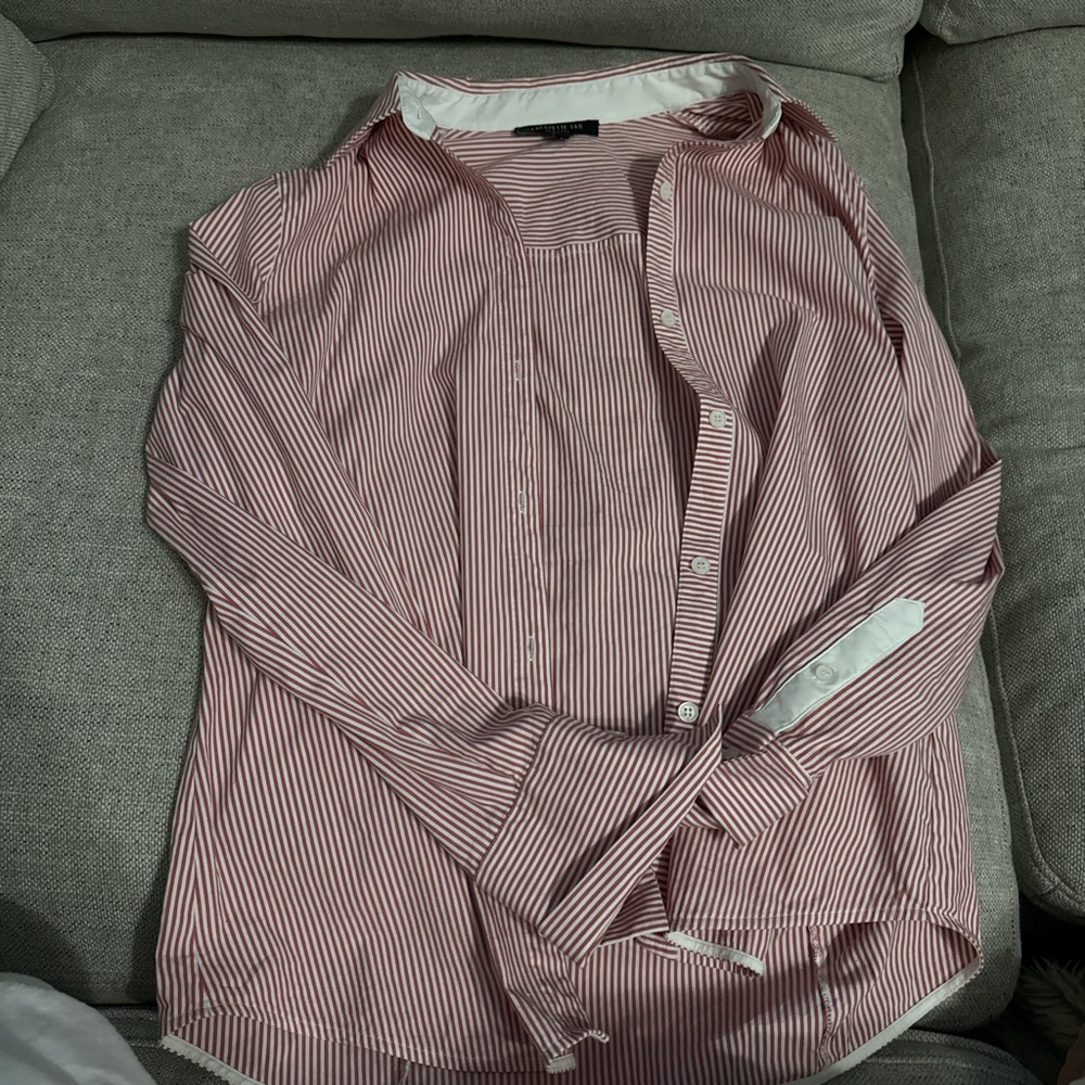 Lafayette 148 New York Red and White Striped Shirt